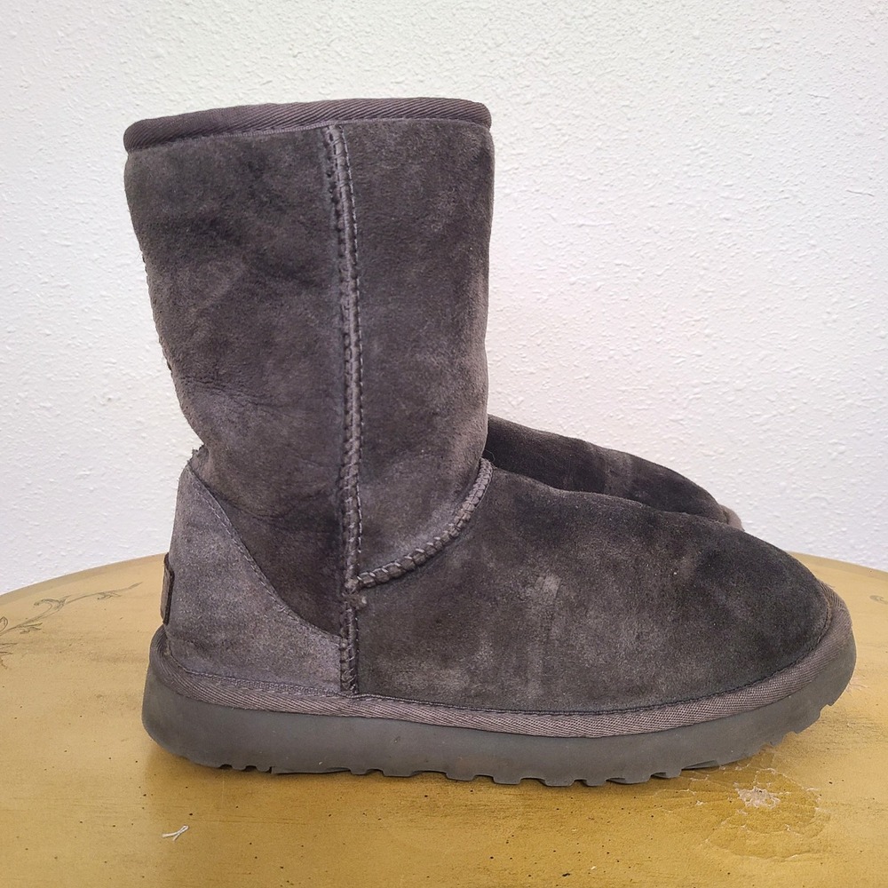 UGG Y2K Classic Short II Gray Boots US 7 Suede Shearling Early 2000s Cozy Warm‎